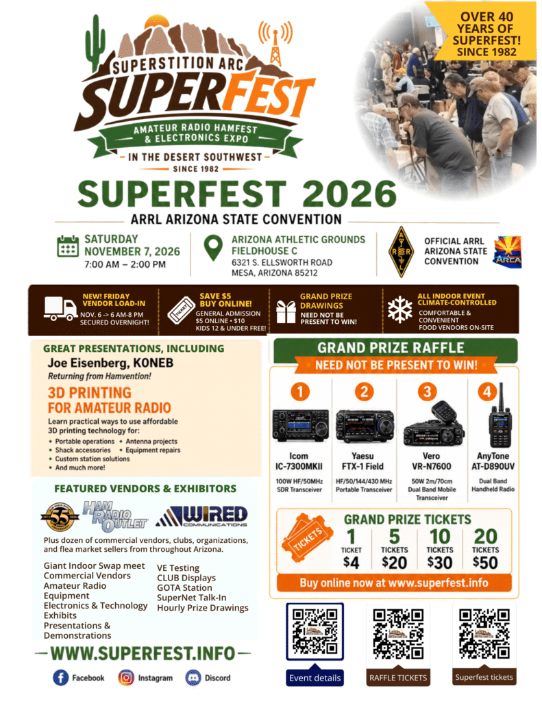 flyer describing the 2026 Superstition ARC Superfest